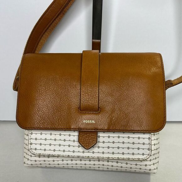 Fossil Kinley Brown/White/Grey Stripe Small Crossbody Women’s Bag - Picture 4 of 12